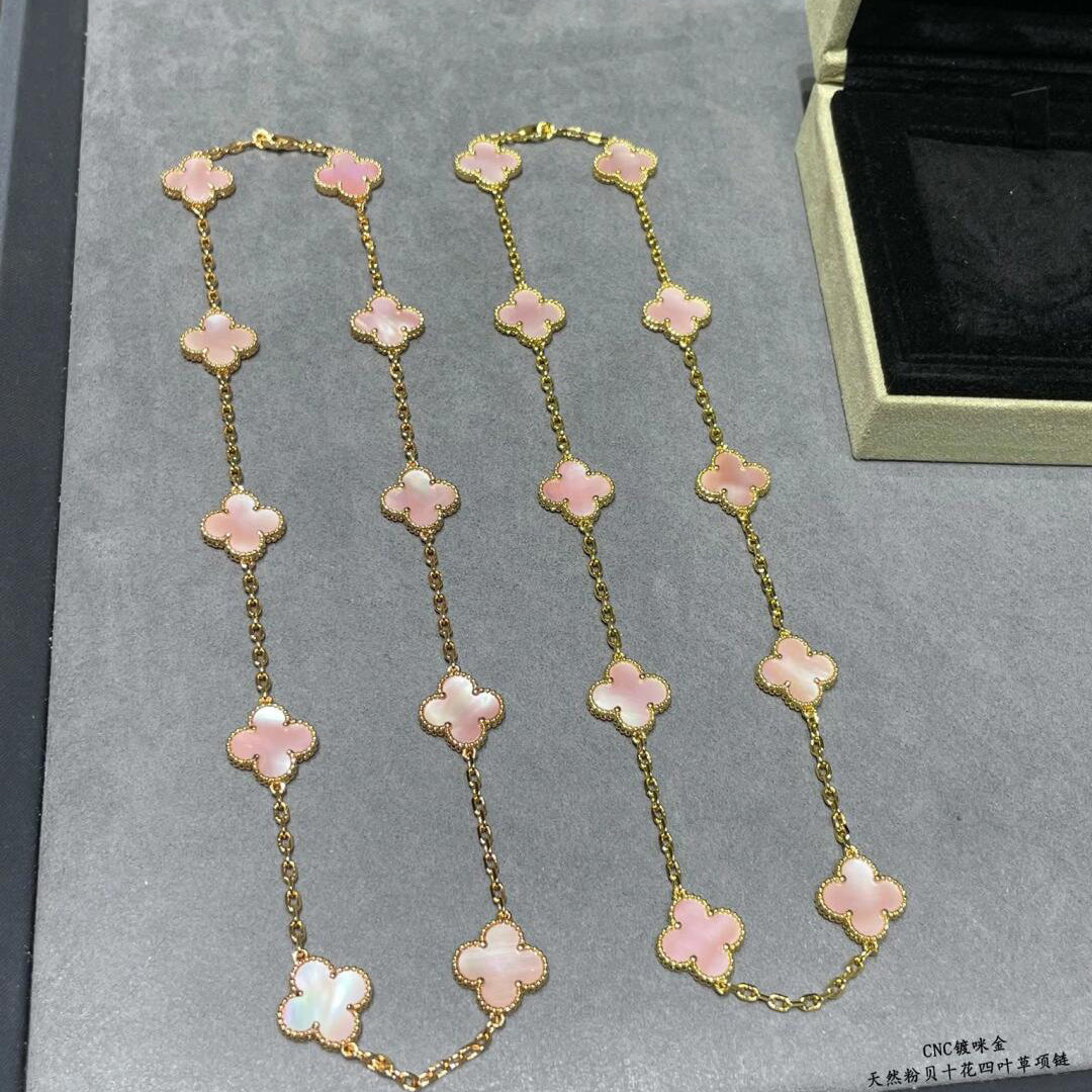 [Lumi Jewellery]CLOVER 10 MOTIFS PINK MOP NECKLACE