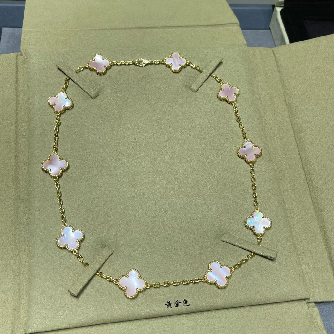 [Lumi Jewellery]CLOVER 10 MOTIFS PINK MOP NECKLACE