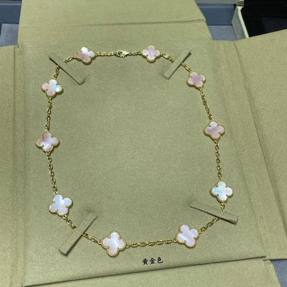 [Lumi Jewellery]CLOVER 10 MOTIFS PINK MOP NECKLACE