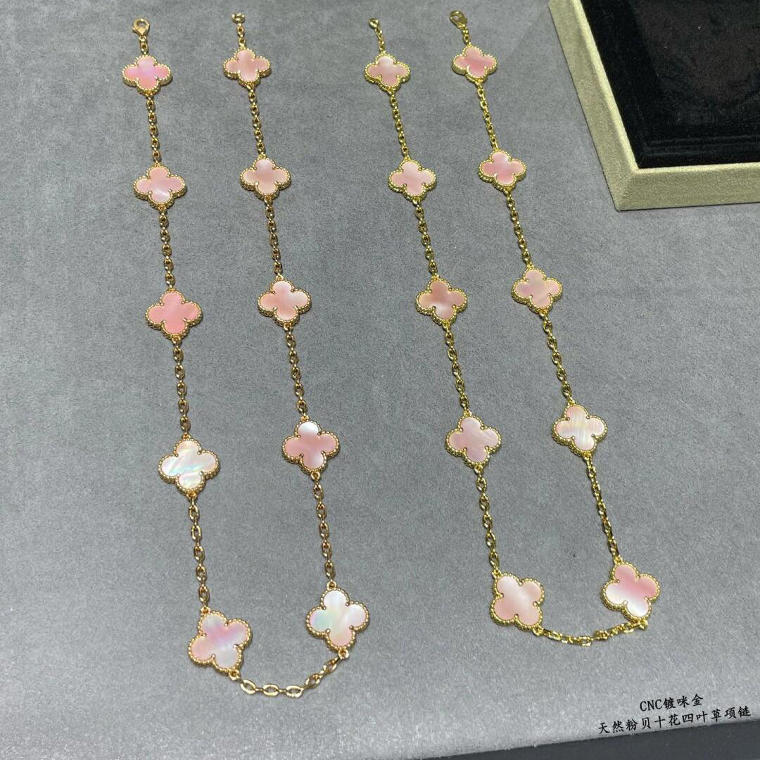 [Lumi Jewellery]CLOVER 10 MOTIFS PINK MOP NECKLACE