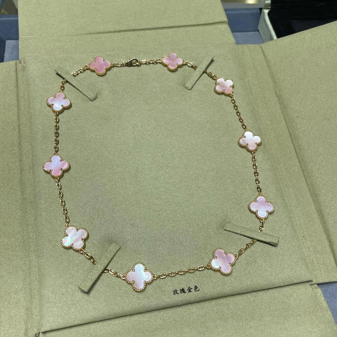[Lumi Jewellery]CLOVER 10 MOTIFS PINK MOP NECKLACE