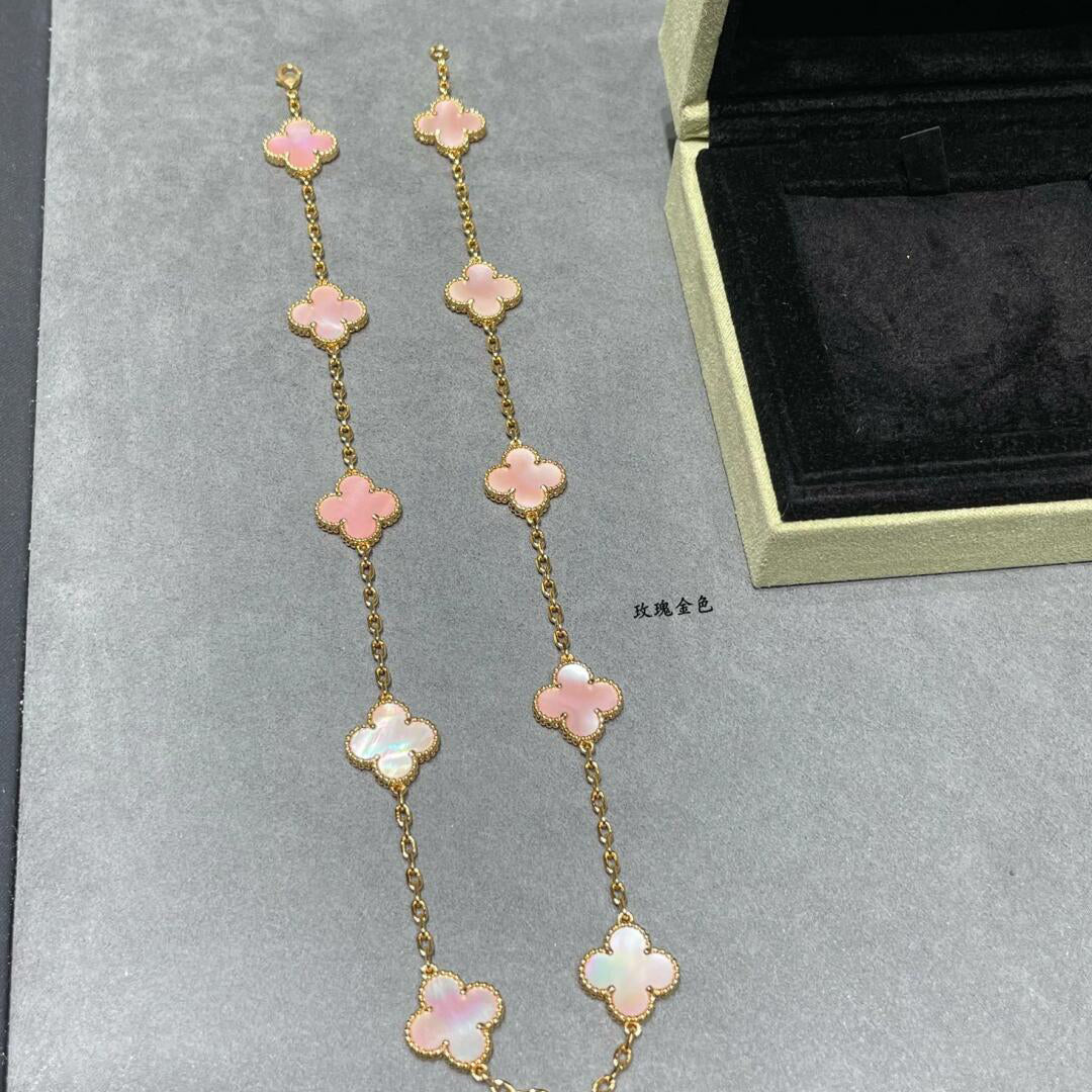 [Lumi Jewellery]CLOVER 10 MOTIFS PINK MOP NECKLACE