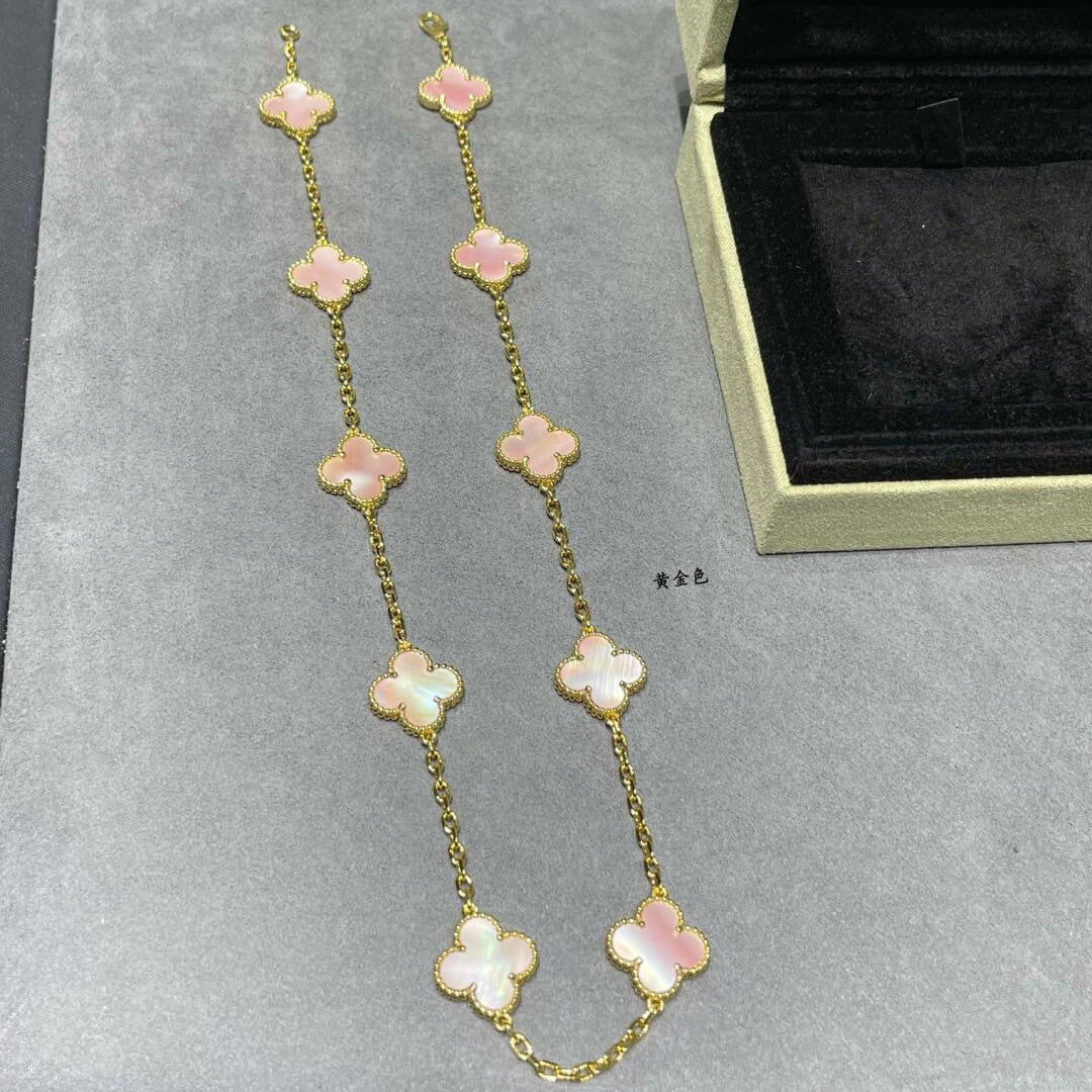 [Lumi Jewellery]CLOVER 10 MOTIFS PINK MOP NECKLACE