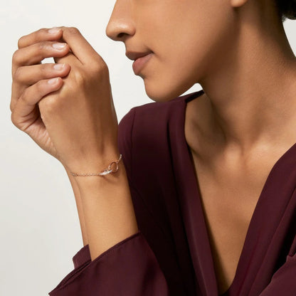 [Lumi Jewelery]LOVE DOUBLE RING HALF DIAMOND BRACELET