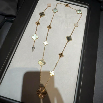 [Lumi Jewellery]DETACHABLE CLOVER 15(11+4) FLOWER ROSE GOLD NECKLACE SET