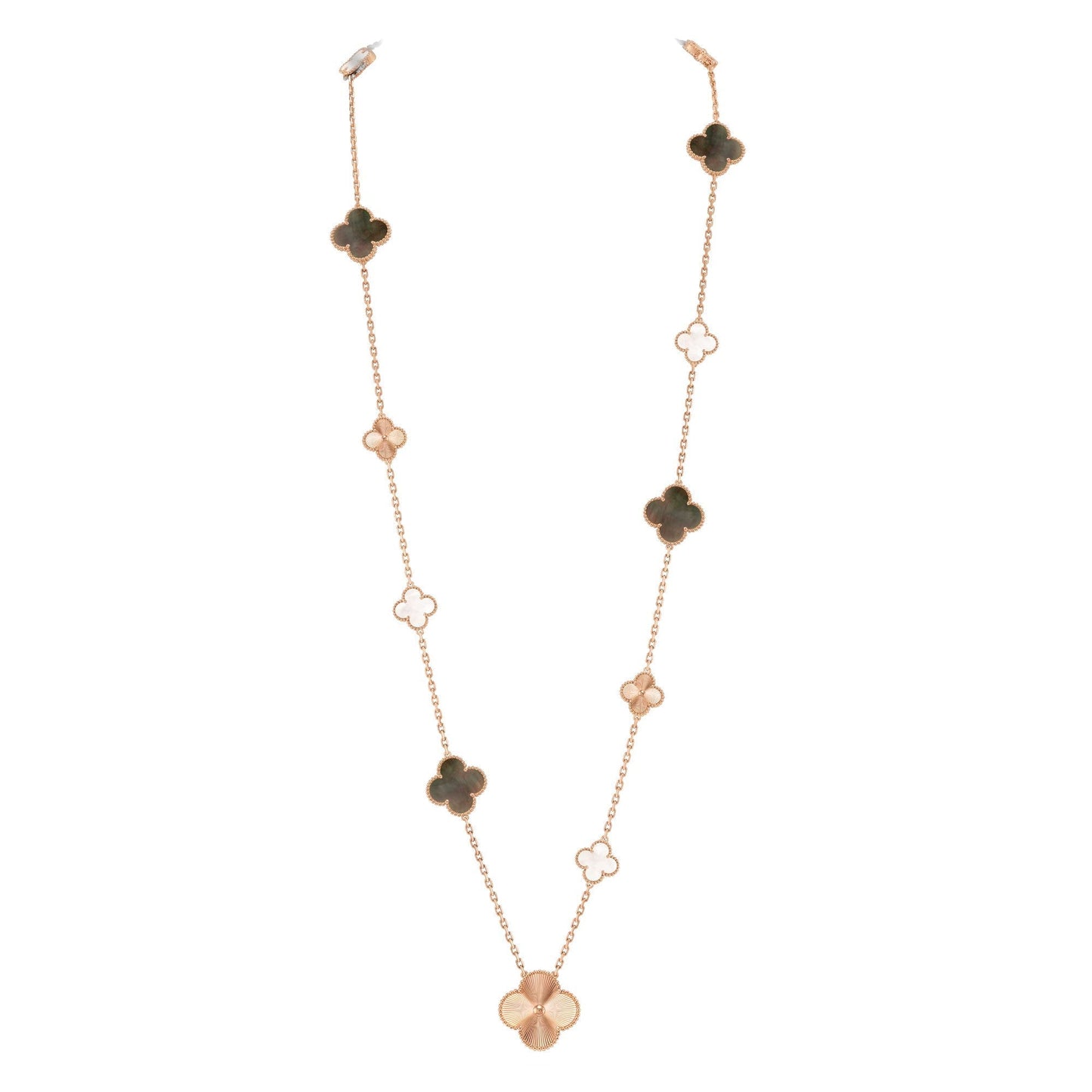 [Lumi Jewellery]DETACHABLE CLOVER 15(11+4) FLOWER ROSE GOLD NECKLACE SET