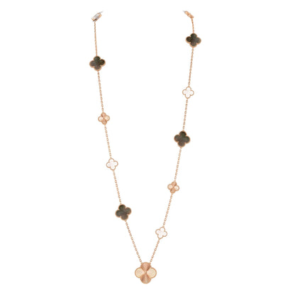 [Lumi Jewellery]DETACHABLE CLOVER 15(11+4) FLOWER ROSE GOLD NECKLACE SET
