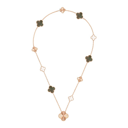 [Lumi Jewellery]DETACHABLE CLOVER 15(11+4) FLOWER ROSE GOLD NECKLACE SET