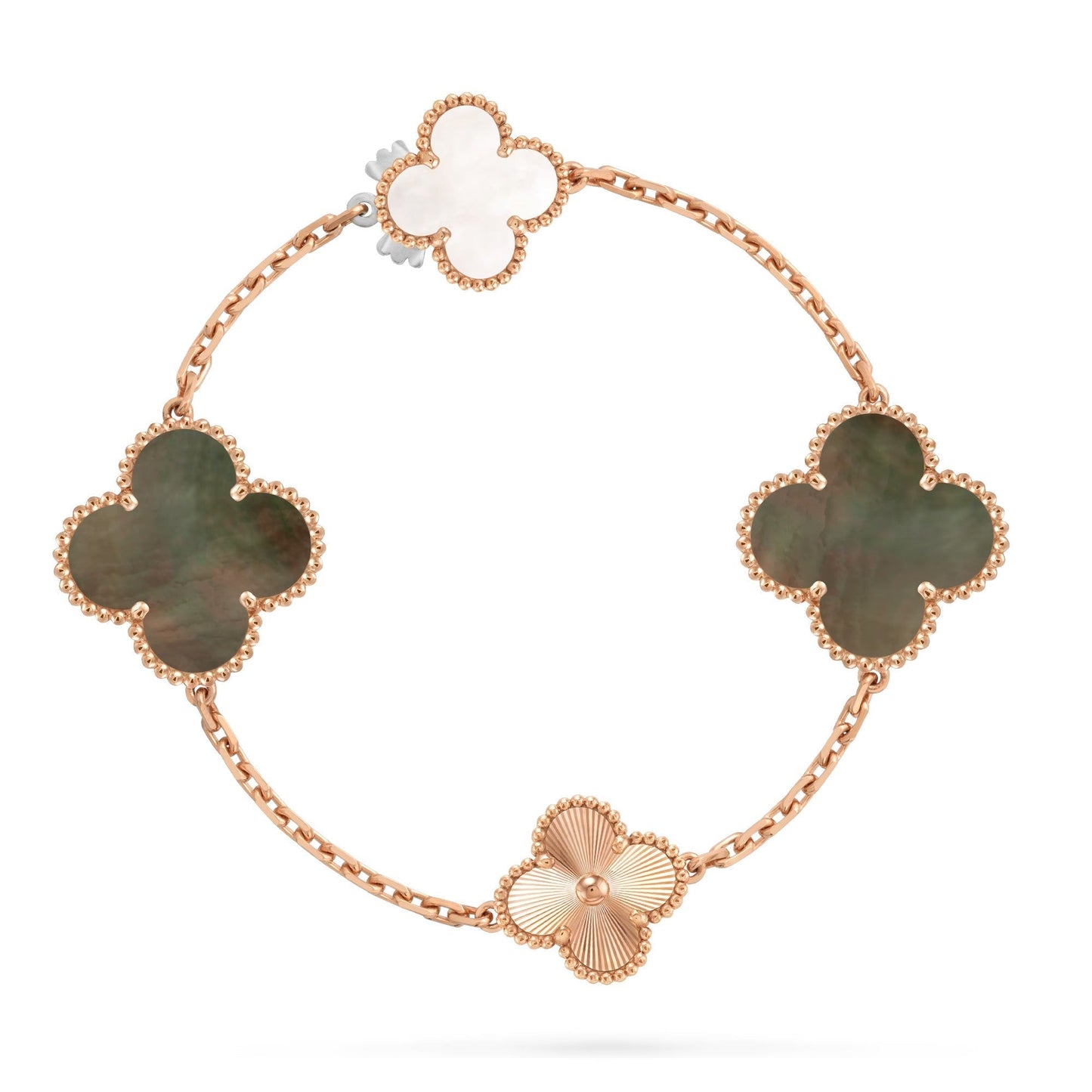 [Lumi Jewellery]DETACHABLE CLOVER 15(11+4) FLOWER ROSE GOLD NECKLACE SET
