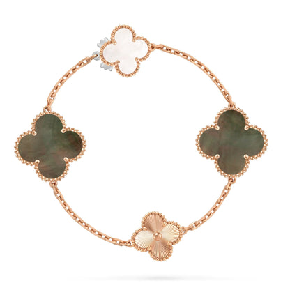 [Lumi Jewellery]DETACHABLE CLOVER 15(11+4) FLOWER ROSE GOLD NECKLACE SET