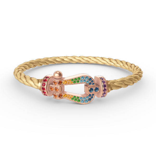 [Lumi Jewellery]FORCE LARGE HORSESHOE  COLORED DIAMOND BRACELET ROSE GOLD