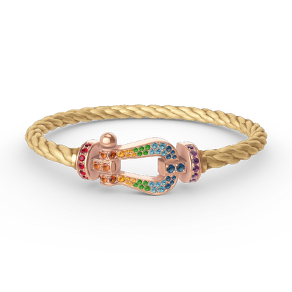 [Lumi Jewellery]FORCE LARGE HORSESHOE  COLORED DIAMOND BRACELET ROSE GOLD