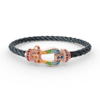 [Lumi Jewellery]FORCE LARGE HORSESHOE  COLORED DIAMOND BRACELET ROSE GOLD