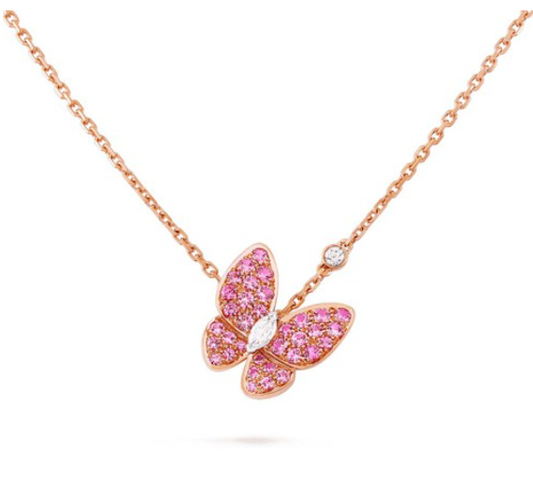 [Lumi Jewellery]BUTTERFLY RED DIAMOND ROSE GOLD NECKLACE