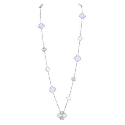 [Lumi Jewellery]DETACHABLE CLOVER 15(11+4) FLOWER SILVER NECKLACE SET