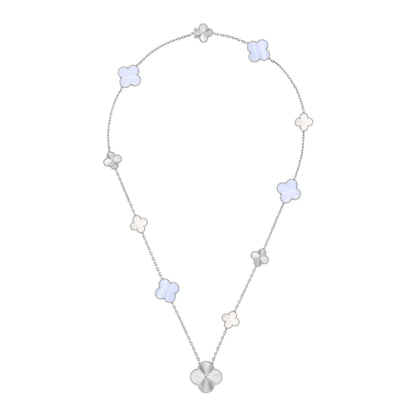 [Lumi Jewellery]DETACHABLE CLOVER 15(11+4) FLOWER SILVER NECKLACE SET