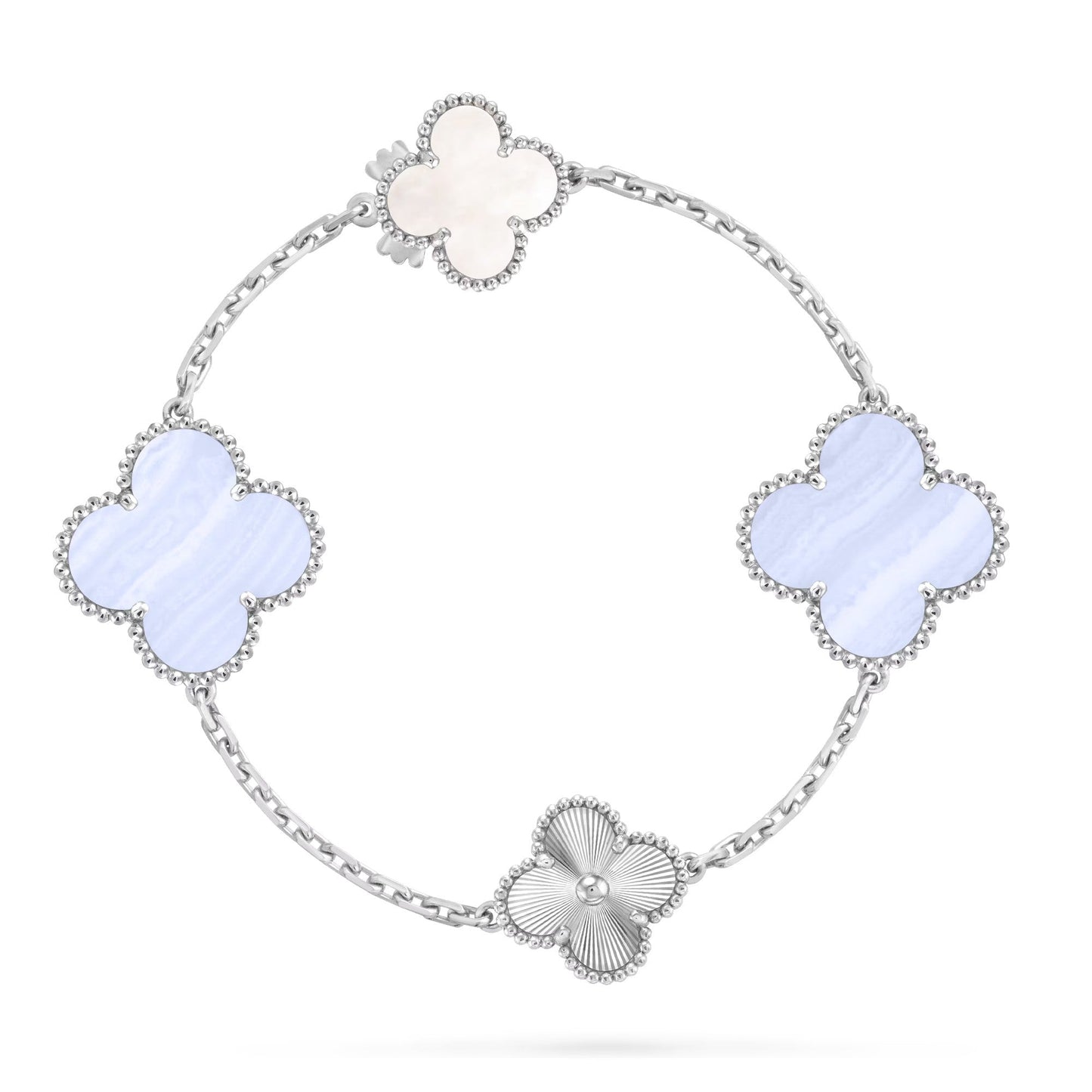 [Lumi Jewellery]DETACHABLE CLOVER 15(11+4) FLOWER SILVER NECKLACE SET