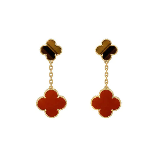 [Lumi Jewellery]CLOVER  2 MOTIF  TIGER EYE CARNELIAN EARRINGS