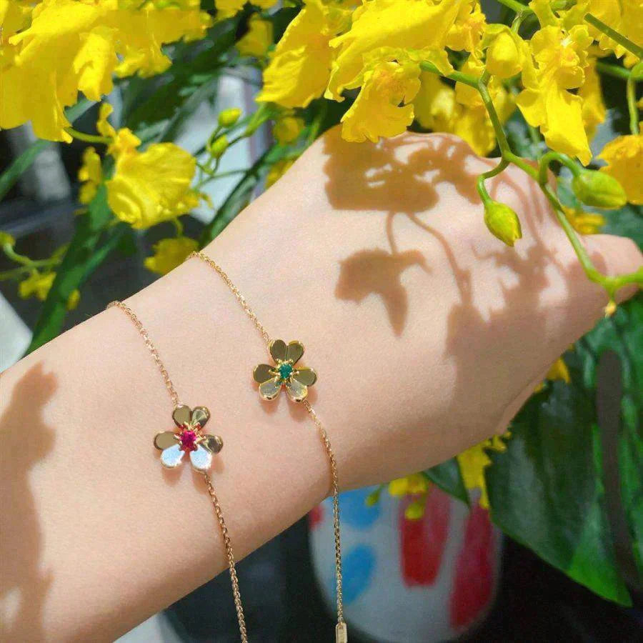 [Lumi Jewellery]FRIVOLE GOLD FLOWER PINK MALACHITE BRACELET