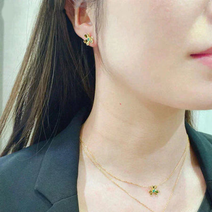 [Lumi Jewellery]FRIVOLE  FLOWER MALACHITE EARRINGS