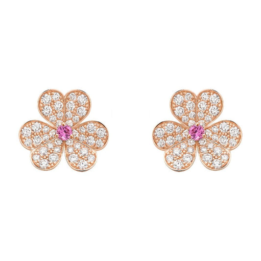 [Lumi Jewellery]FRIVOLE PINK GOLD FLOWER DIAMOND EARRINGS