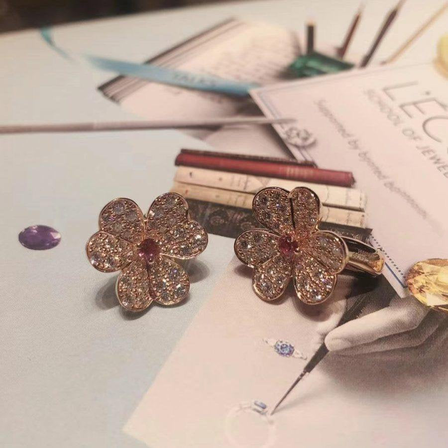 [Lumi Jewellery]FRIVOLE PINK GOLD FLOWER DIAMOND EARRINGS