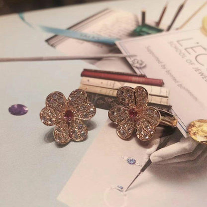 [Lumi Jewellery]FRIVOLE PINK GOLD FLOWER DIAMOND EARRINGS