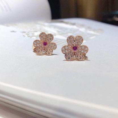 [Lumi Jewellery]FRIVOLE PINK GOLD FLOWER DIAMOND EARRINGS