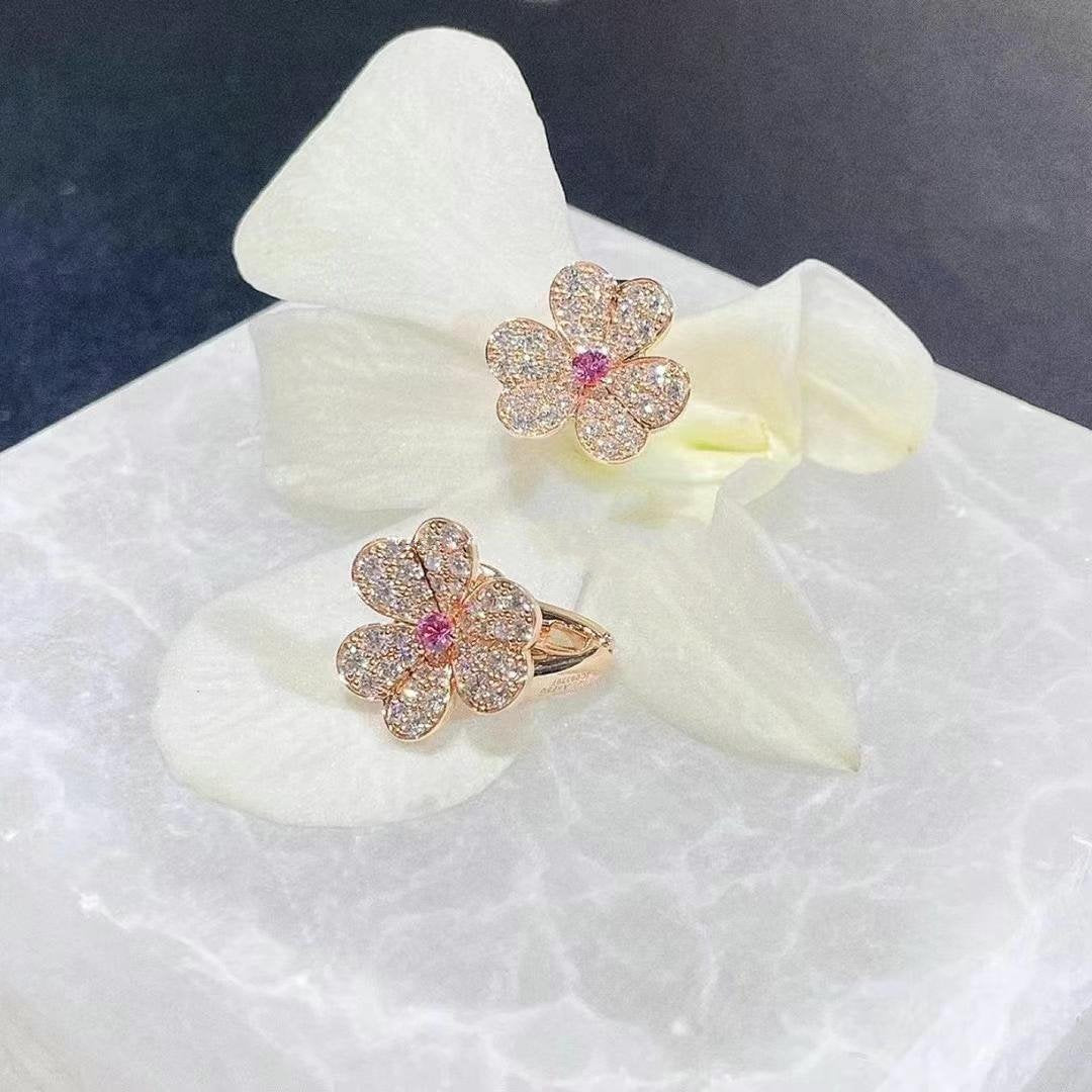 [Lumi Jewellery]FRIVOLE PINK GOLD FLOWER DIAMOND EARRINGS