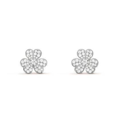 [Lumi Jewellery]FRIVOLE SILVER FLOWER DIAMOND EARRINGS