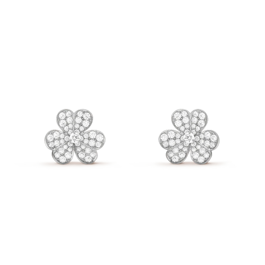 [Lumi Jewellery]FRIVOLE SILVER FLOWER DIAMOND EARRINGS