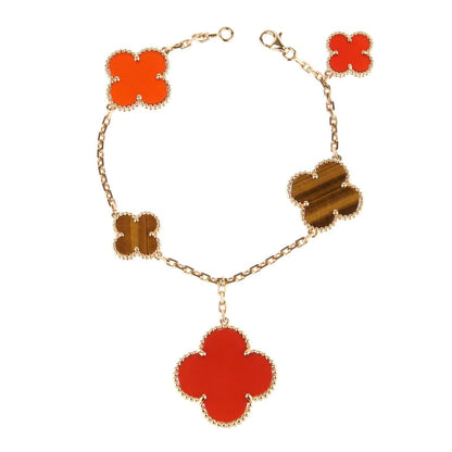 [Lumi Jewellery]CLOVER BRACELET 5 MOTIFS CARNELIAN TIGER EYE