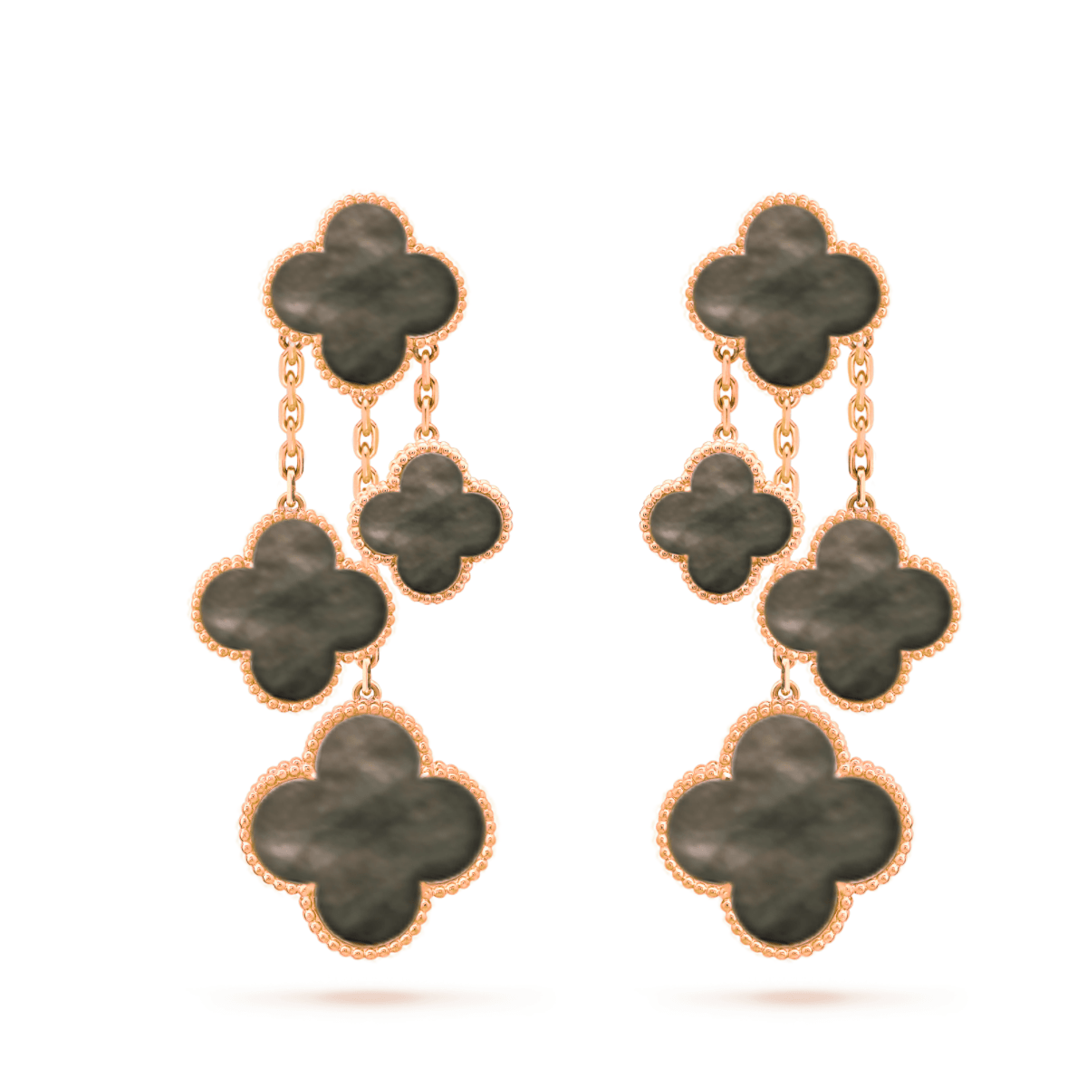 [Lumi Jewellery]CLOVER EARRINGS DARK MOP 4 MOTIFS ROSE GOLD