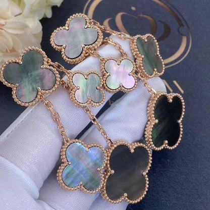 [Lumi Jewellery]CLOVER EARRINGS DARK MOP 4 MOTIFS ROSE GOLD