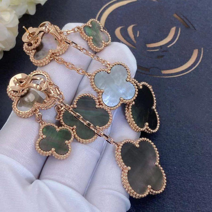 [Lumi Jewellery]CLOVER EARRINGS DARK MOP 4 MOTIFS ROSE GOLD
