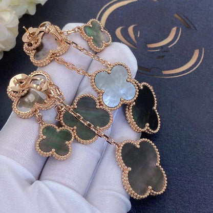 [Lumi Jewellery]CLOVER EARRINGS DARK MOP 4 MOTIFS ROSE GOLD