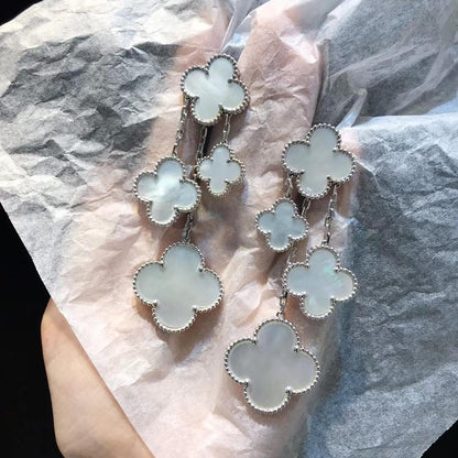 [Lumi Jewellery]CLOVER EARRINGS WHITE MOP 4 MOTIFS SILVER