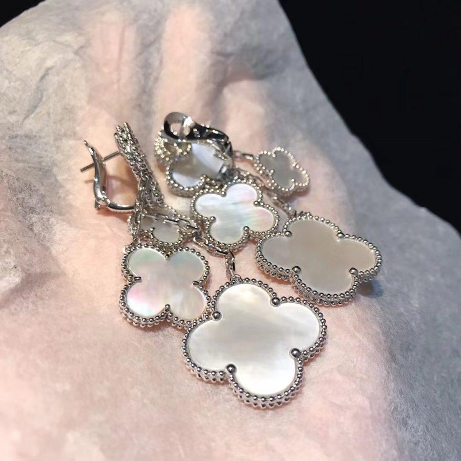 [Lumi Jewellery]CLOVER EARRINGS WHITE MOP 4 MOTIFS SILVER