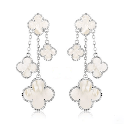 [Lumi Jewellery]CLOVER EARRINGS WHITE MOP 4 MOTIFS SILVER
