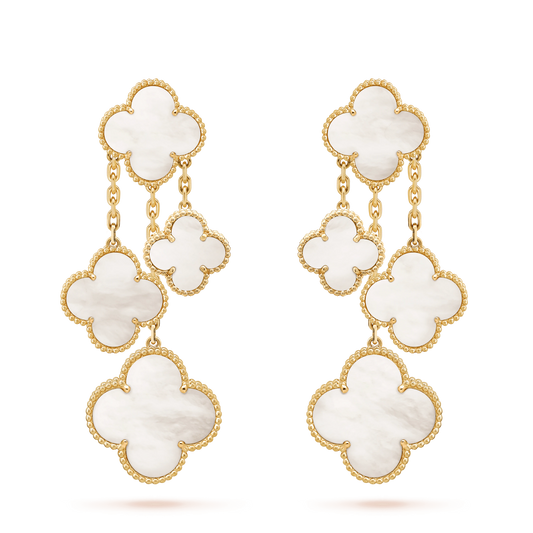 [Lumi Jewellery]CLOVER EARRINGS WHITE MOP 4 MOTIFS GOLD