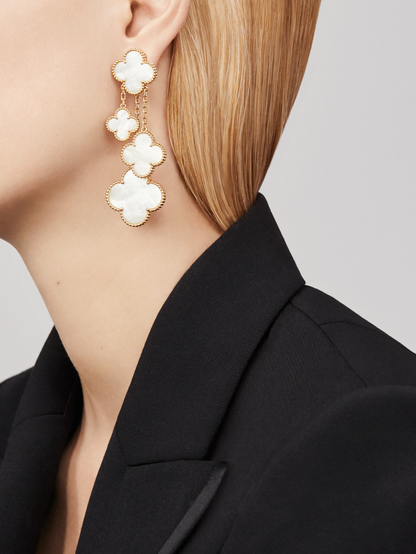 [Lumi Jewellery]CLOVER EARRINGS WHITE MOP 4 MOTIFS GOLD