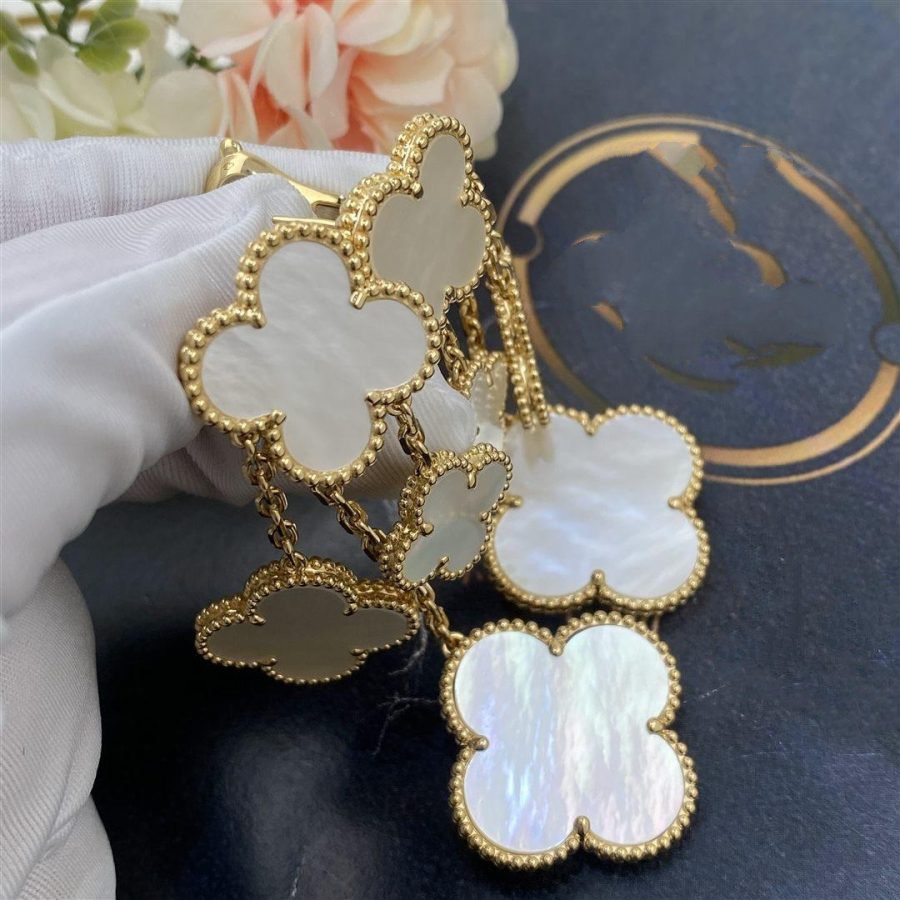 [Lumi Jewellery]CLOVER EARRINGS WHITE MOP 4 MOTIFS GOLD