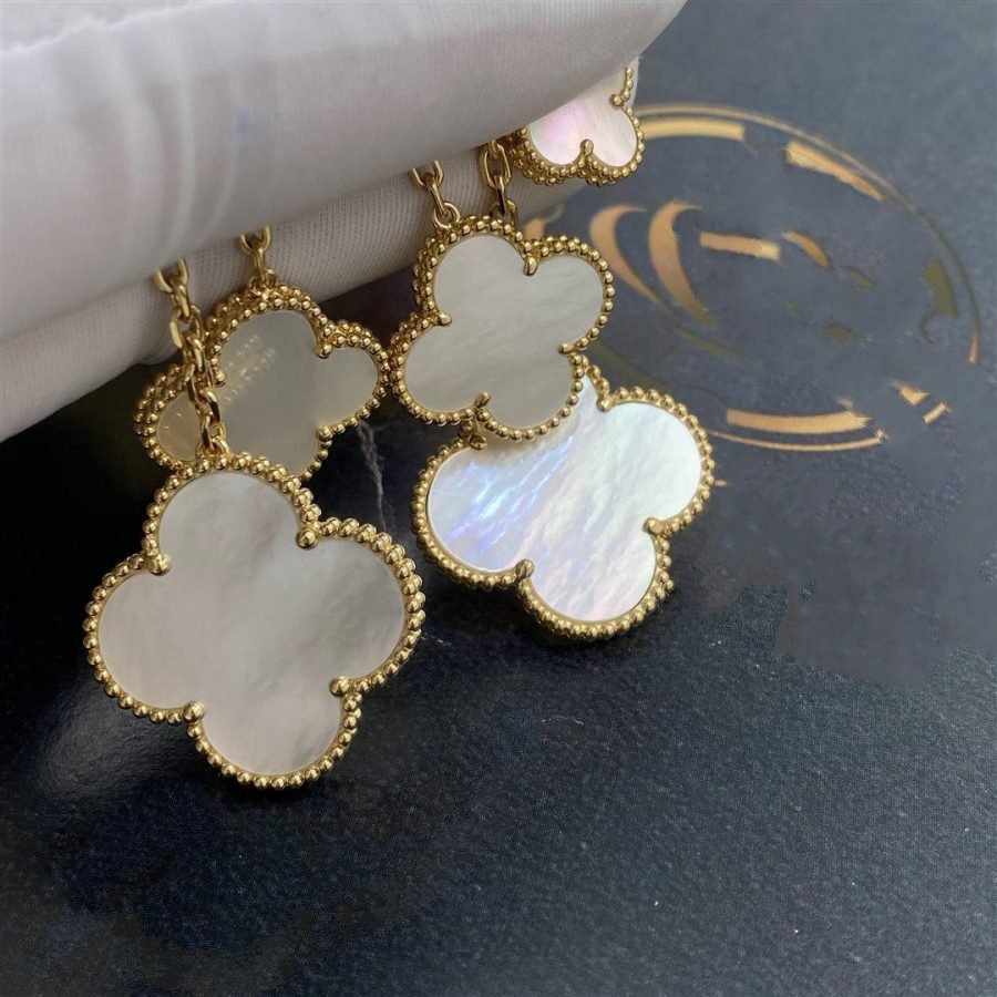 [Lumi Jewellery]CLOVER EARRINGS WHITE MOP 4 MOTIFS GOLD