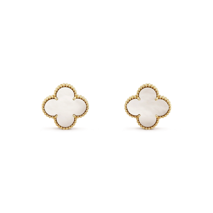 [Lumi Jewellery]CLOVER MEDIUM 1 MOTIFS  WHITE MOP STUD EARRINGS