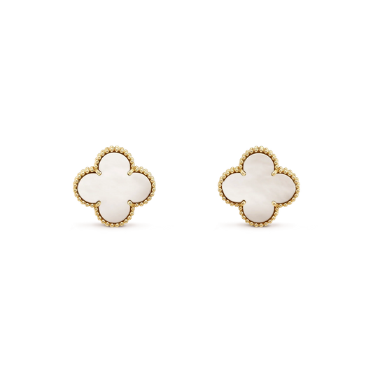 [Lumi Jewellery]CLOVER MEDIUM 1 MOTIFS  WHITE MOP STUD EARRINGS