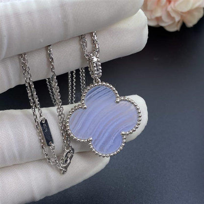 [Lumi Jewellery]CLOVER SILVER CHALCEDONY BIG CLOVER NECKLACE
