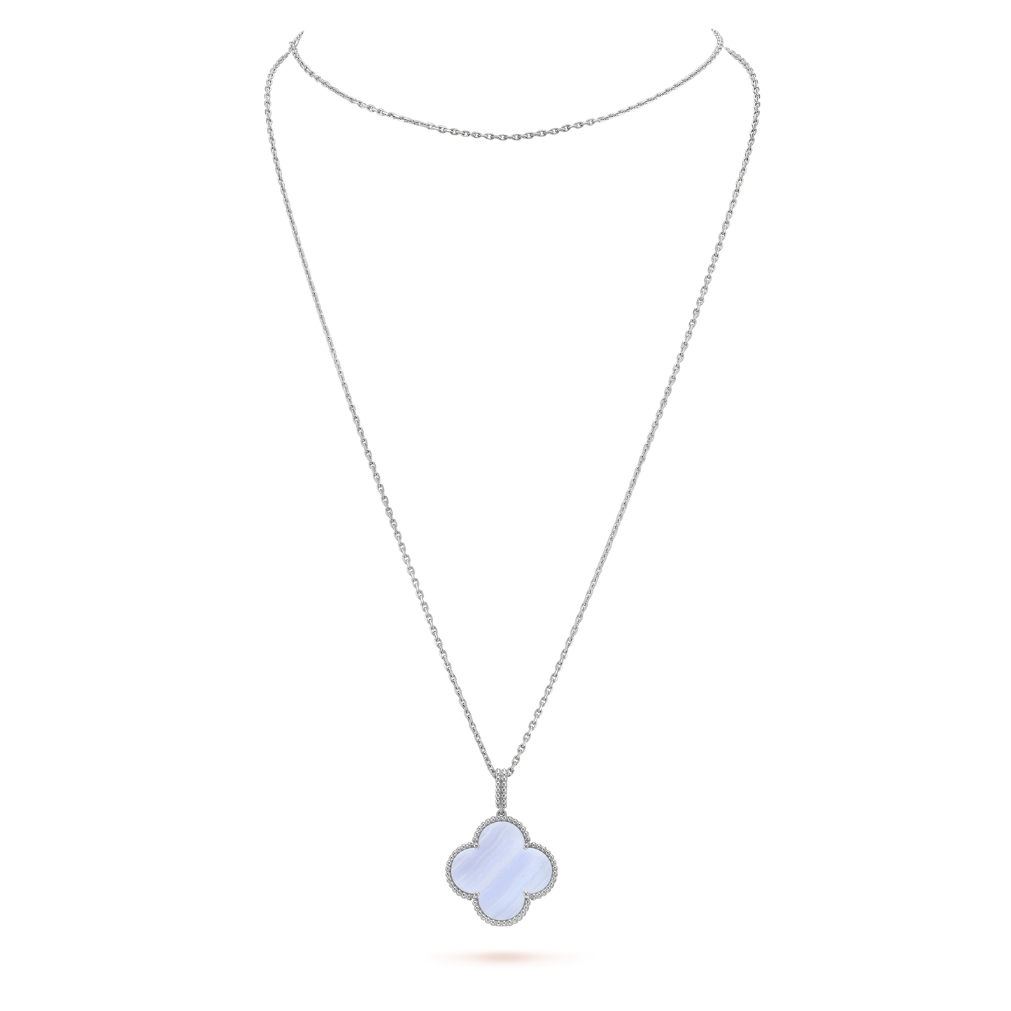 [Lumi Jewellery]CLOVER SILVER CHALCEDONY BIG CLOVER NECKLACE