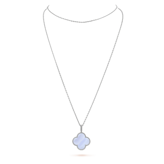 [Lumi Jewellery]CLOVER SILVER CHALCEDONY BIG CLOVER NECKLACE