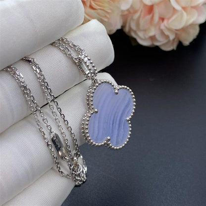 [Lumi Jewellery]CLOVER SILVER CHALCEDONY BIG CLOVER NECKLACE