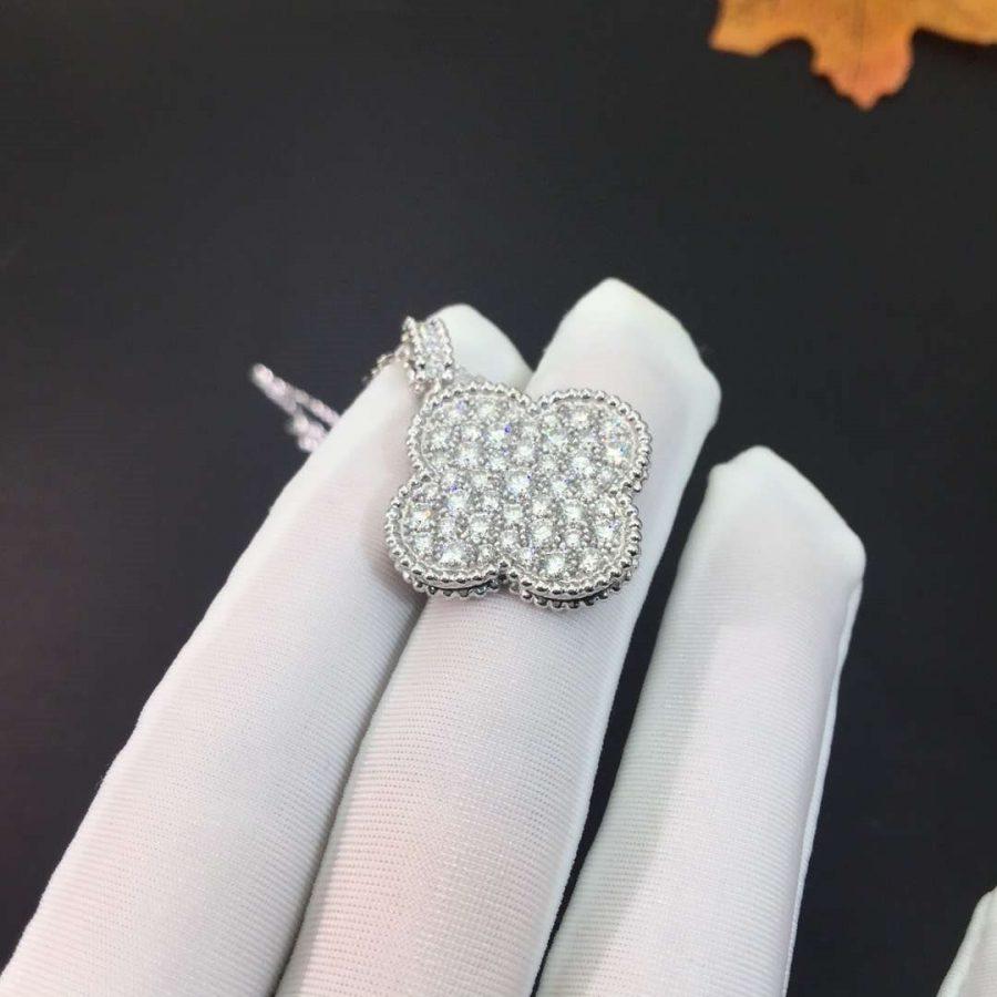 [Lumi Jewellery]CLOVER 25MM SILVER FULL DIAMOND BIG CLOVER NECKLACE
